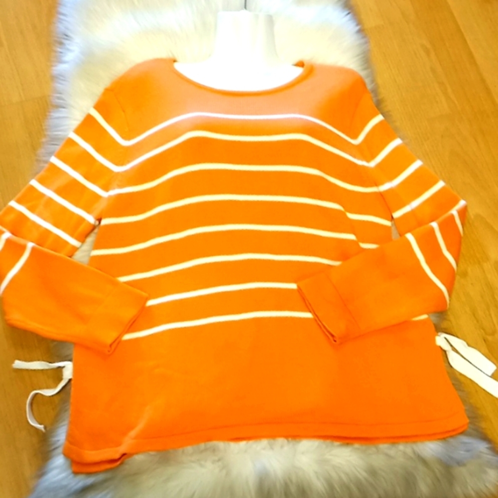 J. Jill Striped Peaches & Cream Sweater